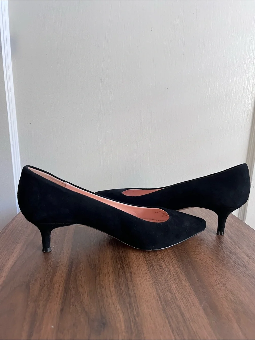 J.Crew Black Suede Kitten Heel Pumps Size 8 Pointed Toe